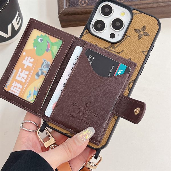ルイ ヴィトン スマホ ショルダー iphone16/16pro ケース 斜めがけ ブランド スマホ ショルダー メンズ おしゃれ iphone15/14pro/13 ケース ハイ ブランド カード ケース 付き - 画像 (7)