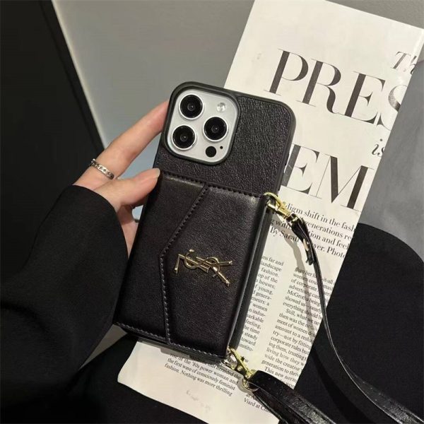 サンローラン iphone16/16pro ケース ysl iphone15/15plusケース スマホ ショルダー ブランド レディース iphonese2/se3ケース カード収納 iphoneケース 肩掛け ブランド かわいい 斜めがけ - 画像 (3)