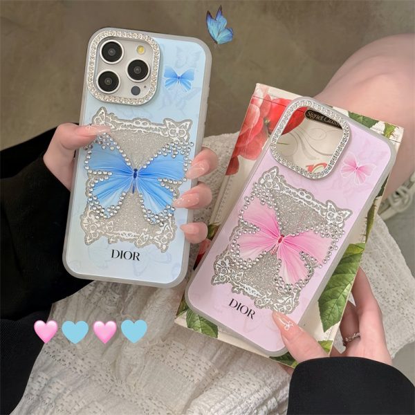 iphone16 ケース dior iphone16pro ケース ハイ ブランド ディオール IPhone15/15pro ケース バタフライ iphoneケース キラキラ ストーン iphone14/13/12 ケース ブランド レディース 