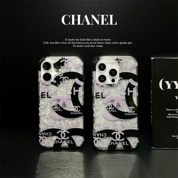 シャネル アイ フォン ケース iphone16/16pro max ケース ハイ ブランド iphone15/15pro/14 ケース キラキラ ブランド chanel 風 スマホケース グリッター