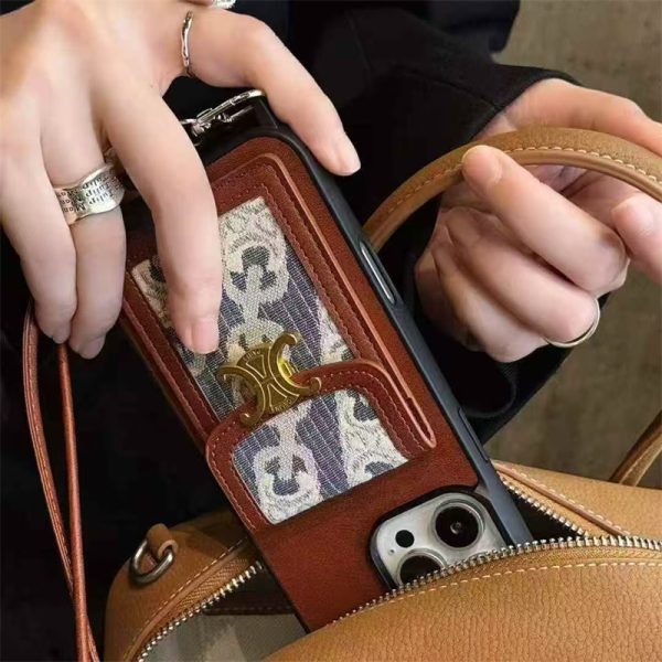 セリーヌ iphone17 ケース iphone17air/16plus ケース ショルダー ブランド iphone16pro/16promax ケース カード 収納 ハイ ブランド iphone15/14 ケース 人気 ブランド 女子 スマホケース 肩掛け ブランド - 画像 (6)