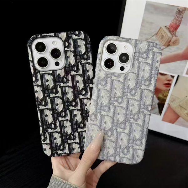 dior iphone17 ケース iphone17air ケース 刺繍 iphone17pro/16pro ケース 布生地 ブランド ディオール iphone17promax/16/15 ケース パロディ スマホケース おしゃれ ブランド - 画像 (2)