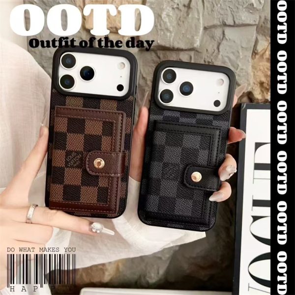 gucci iphone17air/17proケース iphone17/16 ケース カード 収納 ハイ ブランド ヴィトン 風 iphone17promax ケース スマホケース ブランド レザー iphone15/15plus ケース ポケット 付き - 画像 (2)