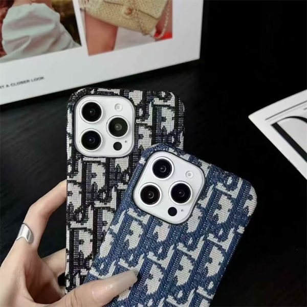 dior iphone17 ケース iphone17air ケース 刺繍 iphone17pro/16pro ケース 布生地 ブランド ディオール iphone17promax/16/15 ケース パロディ スマホケース おしゃれ ブランド - 画像 (6)