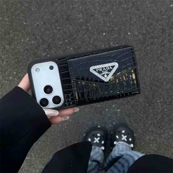 iphone17/17pro ケース プラダ 風 クロコダイル iphone17promax/16pro ケース iphone16/16promax ケース カード 複数 収納 ブランド iphone15/14/13 レザー ケース ハイ ブランド スマホケース 高級 ブランド - 画像 (3)