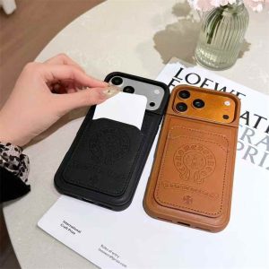 iphone17 ケース クロムハーツ iphone17pro/17promax ケース 背面 収納 ブランド iphone16/16プロ ケース 男性 人気 ブランド iphone16promax/15/14 ケース 革 スマホケース メンズ ブランド