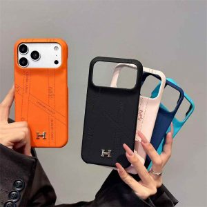 Alternative view of iphone17 ケース エルメス ボルデュック柄 iphone17プロ/16pro ケース 人気 ブランド 女子 iphone16/15 ケース レザー ブランド iphone15pro/14pro ケース オレンジ かわいい