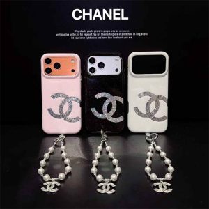Alternative view of iphone18pro/18promax ケース chanel 風 iphone17/17pro ケース ビーズ ストラップ iphone16/15 ケース キラキラ ブランド iphone ケース おしゃれ レディース シャネル パロディ 携帯 ケース