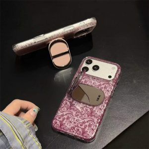Alternative view of iphone18pro/17proケース ミラー付き iphone18promax ケース dior パロディ iphone17/17pro ケース レース 柄 おしゃれ iphone16/15 ケース ブランド iphone ケース スタンド 付き 韓国